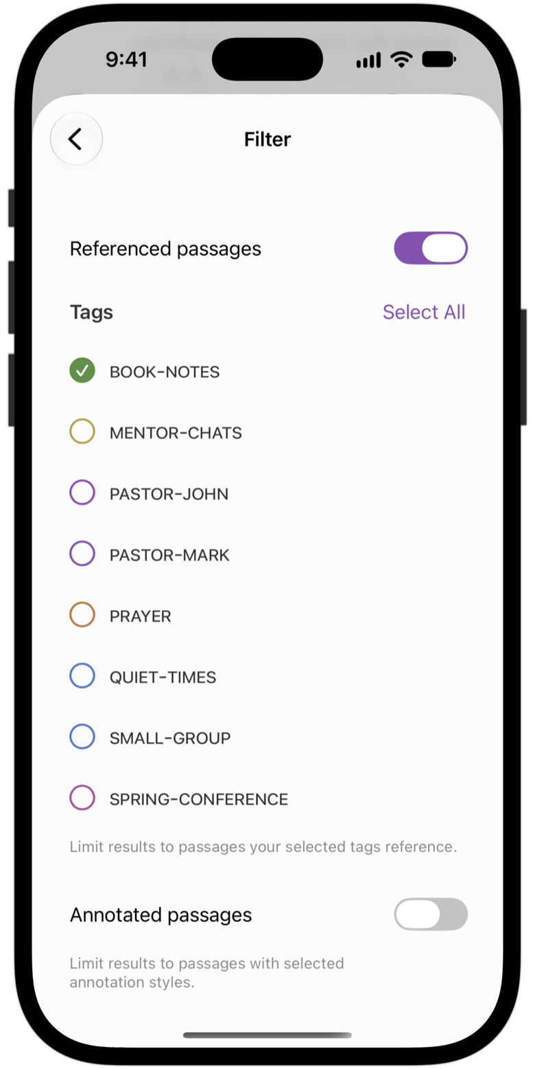 Search filter limited to passages referenced by notes tagged book-notes.